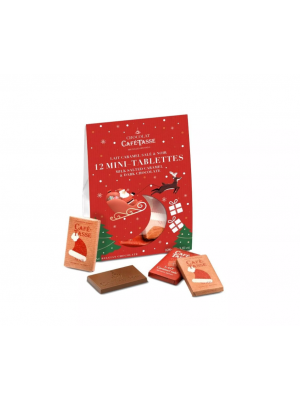 Saculet de Craciun cu asortiment de mini batoane de ciocolata, 108gr, Café-Tasse