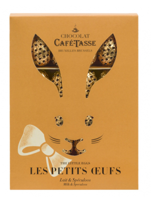 Cutie Cadou Iepuras Paste, Oua de Ciocolata Belgiana Cafe-Tasse cu Lapte si Speculoos, 16 Bucati, 133 g, Dulciuri Premium 