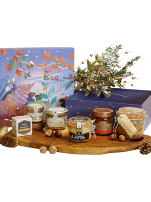 Cos Cadou MANEGE DE MINUIT cu foie gras, terine si dulciuri pentru sarbatori, Ducs de Gascogne, 6 produse